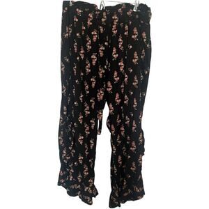 Melrose & Market Women's Boho Ruffle Cropped Pants Black Size XL